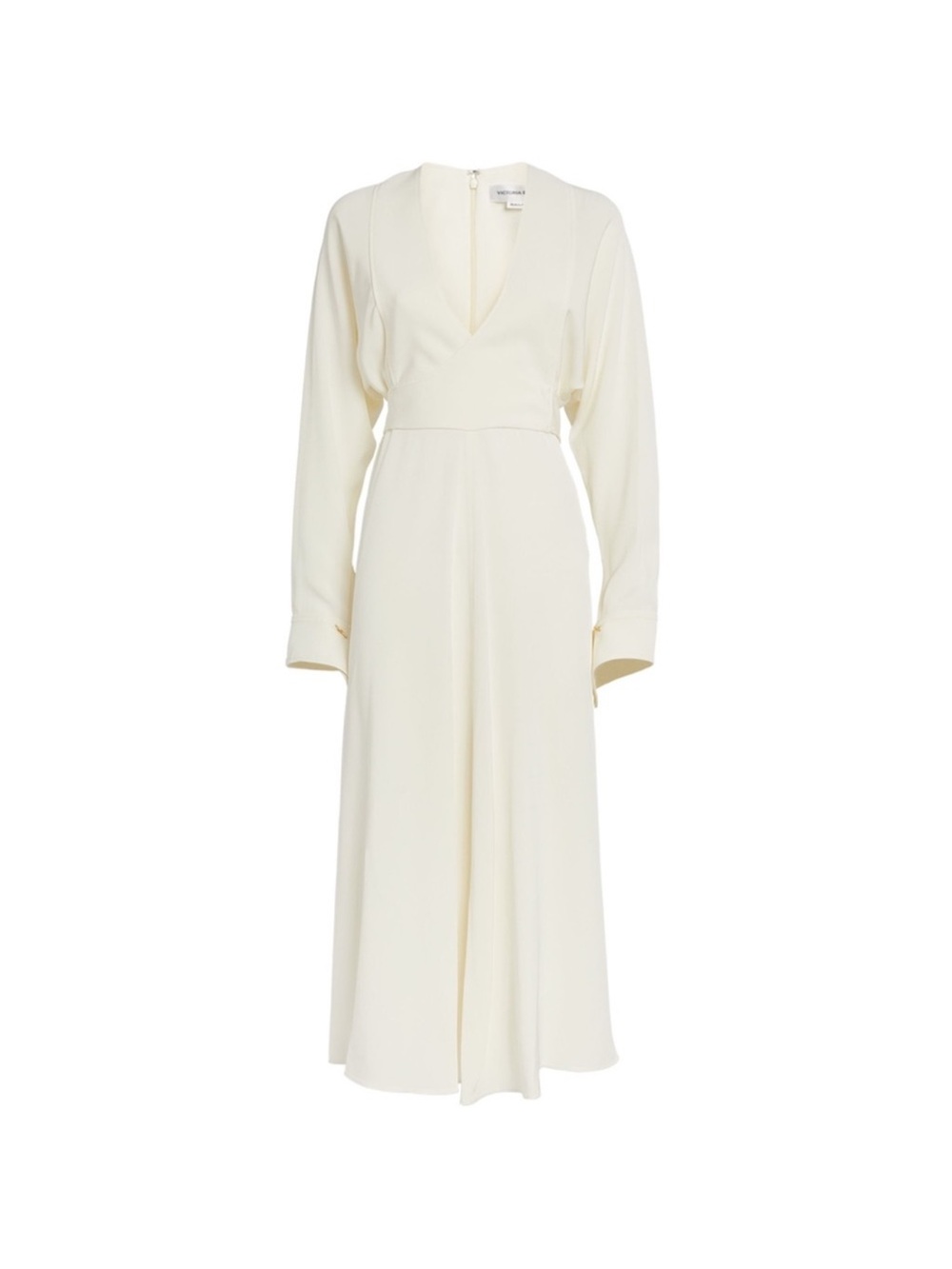 Victoria Beckham Ivory Wrap Long Sleeve Dress